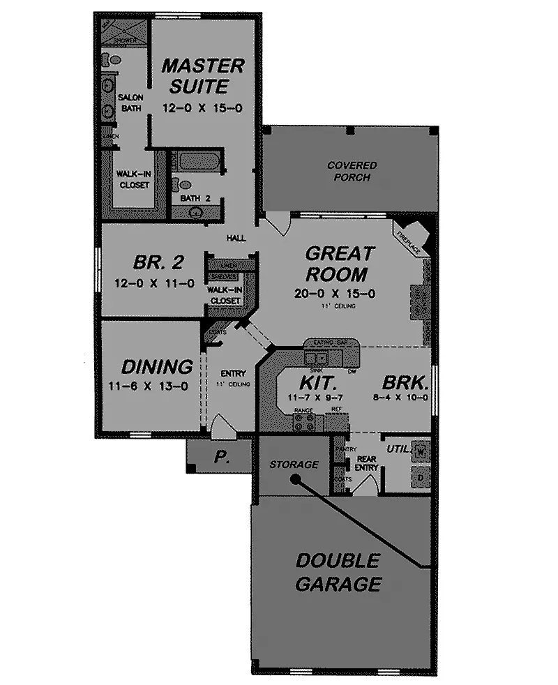 Ranch House Plan First Floor - 060D-0168 - Shop House Plans and More