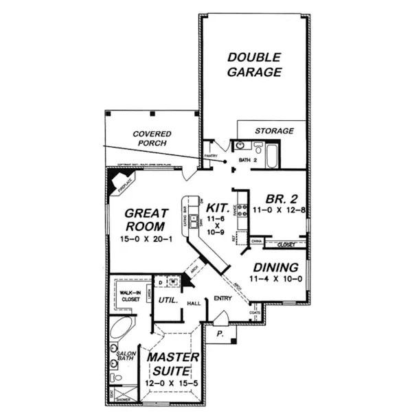 Ranch House Plan First Floor - 060D-0169 - Shop House Plans and More