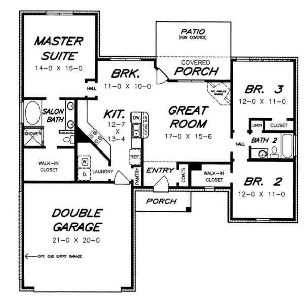 Rustic House Plan First Floor - Harrington Bay Ranch Home 060D-0170 - Shop House Plans and More