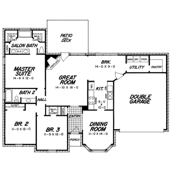 Ranch House Plan First Floor - Jaclyn European Ranch Home 060D-0171 - Shop House Plans and More