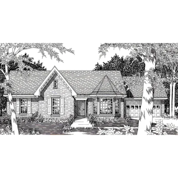 Ranch House Plan Front of Home - Jaclyn European Ranch Home 060D-0171 - Shop House Plans and More