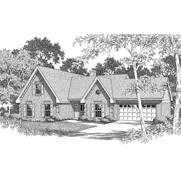 Traditional House Plan Front of Home - Iron Bluff Ranch Home 060D-0173 - Shop House Plans and More