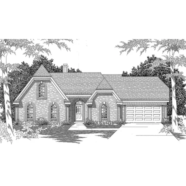 Traditional House Plan Front of Home - Keiser European Ranch Home 060D-0174 - Shop House Plans and More