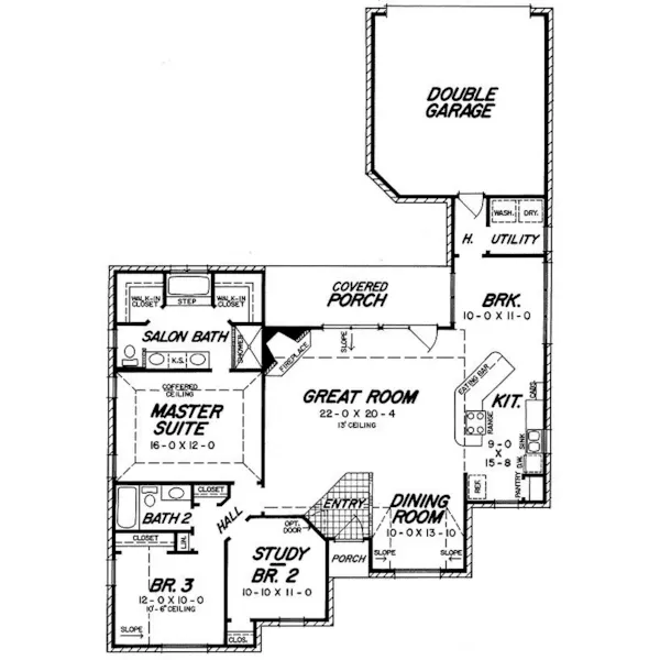 European House Plan First Floor - Holgate Lane Ranch Home 060D-0176 - Shop House Plans and More