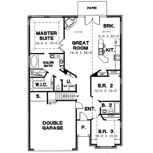 Traditional House Plan First Floor - Zanesville Ranch Home 060D-0177 - Shop House Plans and More