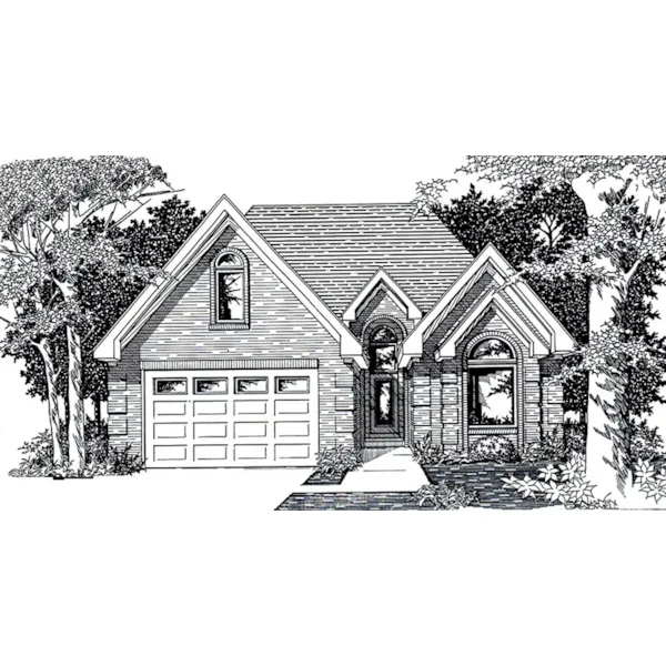 Traditional House Plan Front of Home - Zanesville Ranch Home 060D-0177 - Shop House Plans and More