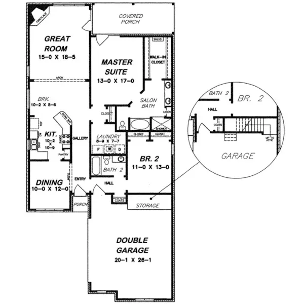 Early American House Plan First Floor - Woodhue Ranch Home 060D-0180 - Shop House Plans and More