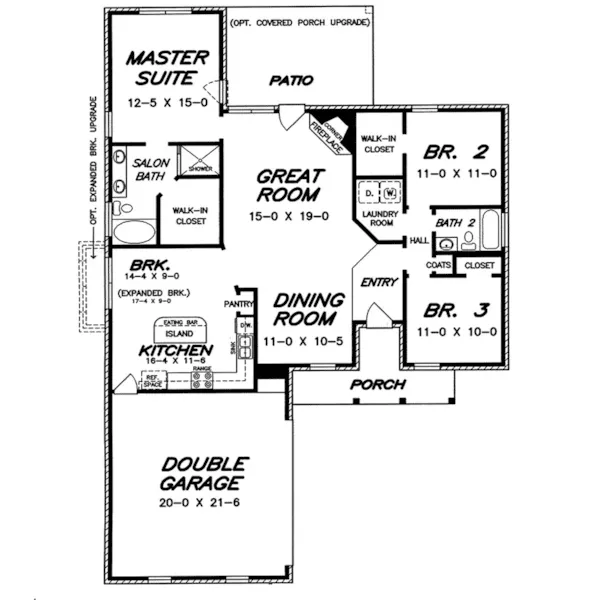 Ranch House Plan First Floor - Woodland Acres Ranch Home 060D-0181 - Shop House Plans and More