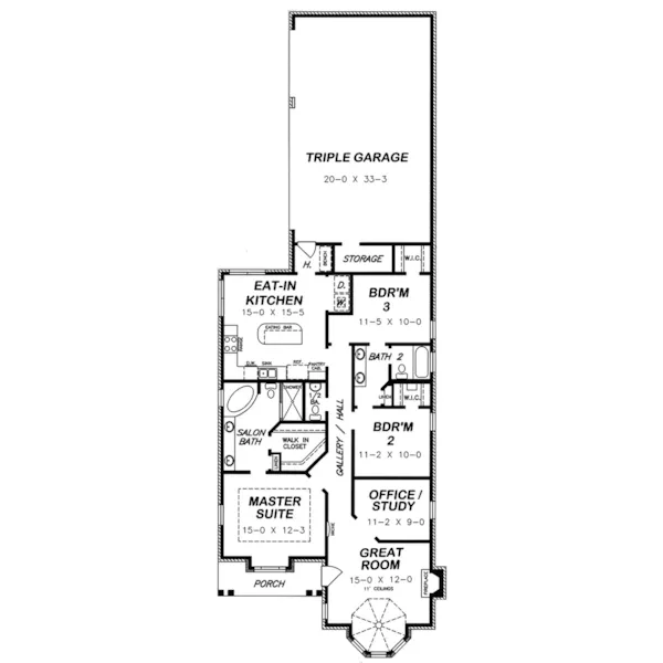 European House Plan First Floor - Pitney Ranch Home 060D-0184 - Shop House Plans and More