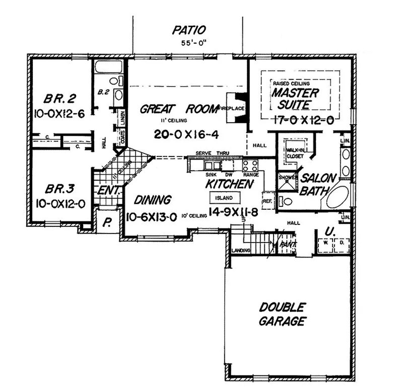 Ranch House Plan First Floor - 060D-0195 - Shop House Plans and More