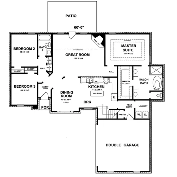 Traditional House Plan First Floor - Higate Ranch Home 060D-0196 - Shop House Plans and More