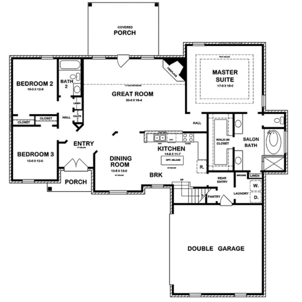 Traditional House Plan First Floor - Auburn Falls European Home 060D-0198 - Shop House Plans and More