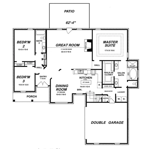 Traditional House Plan First Floor - Brisbin Ranch Home 060D-0199 - Shop House Plans and More