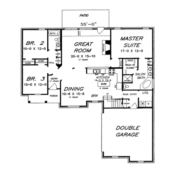 Traditional House Plan First Floor - Martin Cove Traditional Home 060D-0205 - Shop House Plans and More