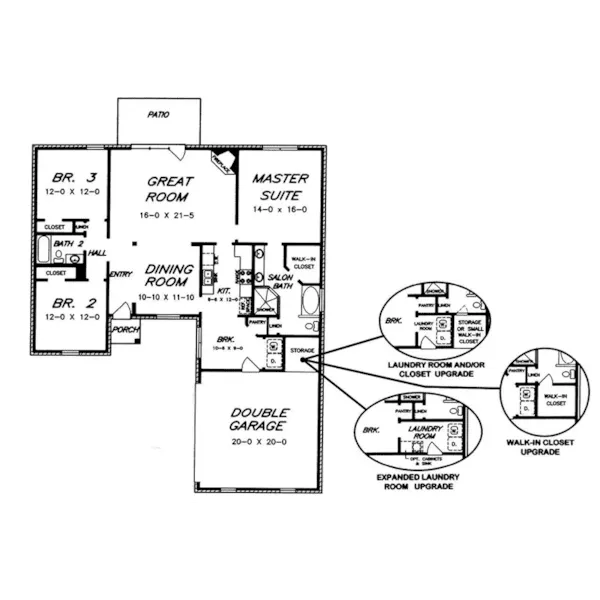 Ranch House Plan Optional Basement - Pruett Ranch Home 060D-0207 - Shop House Plans and More