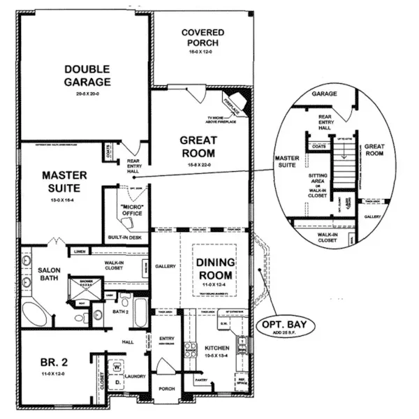 Prairie House Plan First Floor - Hatherly Ranch Home 060D-0209 - Shop House Plans and More