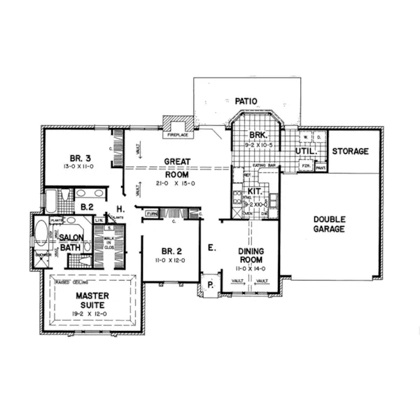 Traditional House Plan First Floor - Frey Run Ranch Home 060D-0210 - Shop House Plans and More