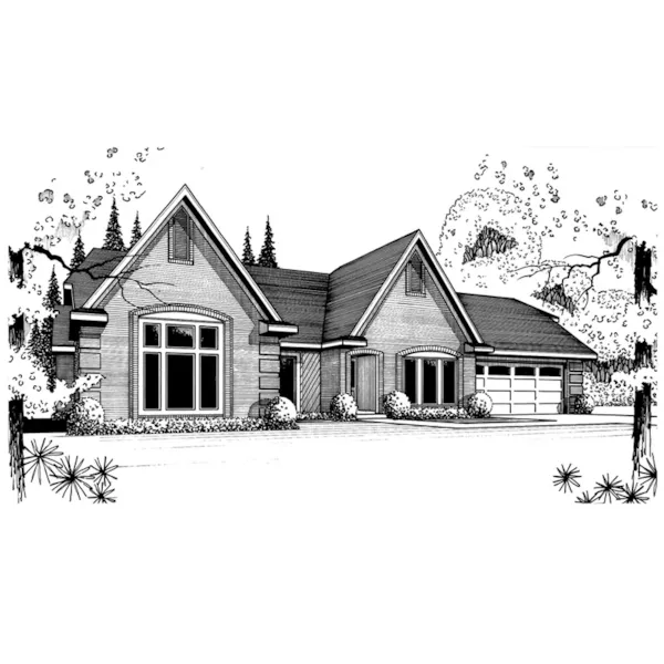 Traditional House Plan Front of Home - Frey Run Ranch Home 060D-0210 - Shop House Plans and More