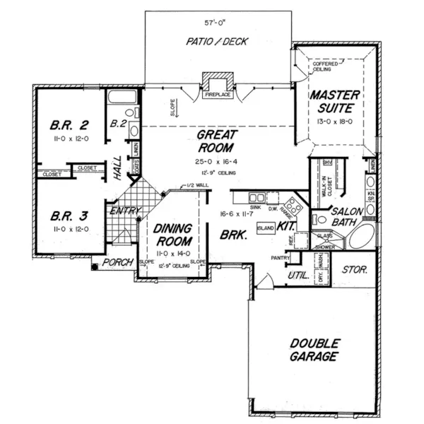 Ranch House Plan First Floor - Becker Run Ranch Home 060D-0213 - Shop House Plans and More