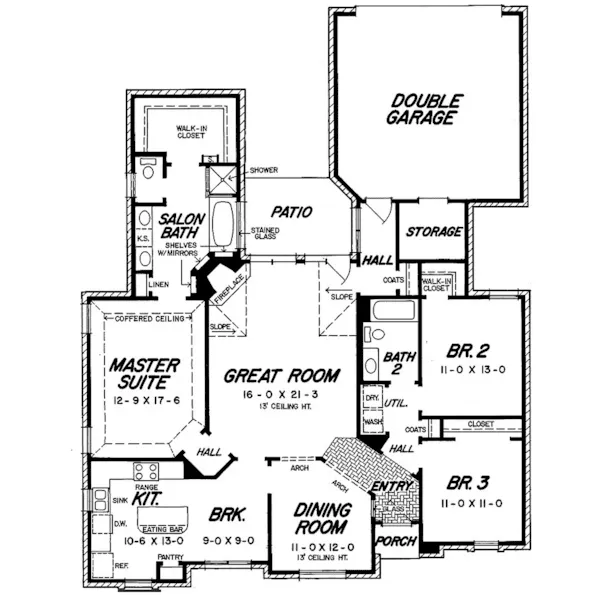 Ranch House Plan First Floor - Allison Dell Ranch Home 060D-0214 - Shop House Plans and More