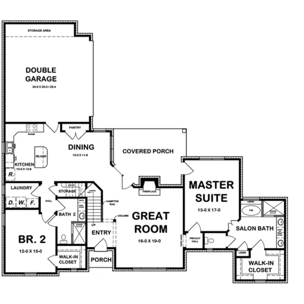 Ranch House Plan First Floor - Medina Park Ranch Home 060D-0218 - Shop House Plans and More