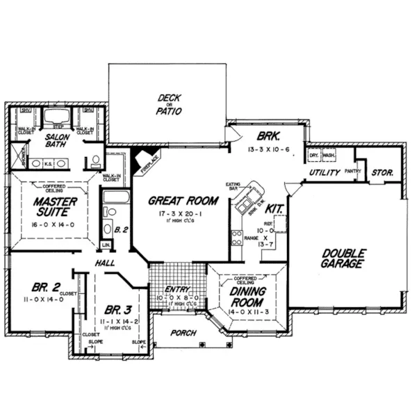 Ranch House Plan First Floor - Maynard Mill Ranch Home 060D-0225 - Shop House Plans and More