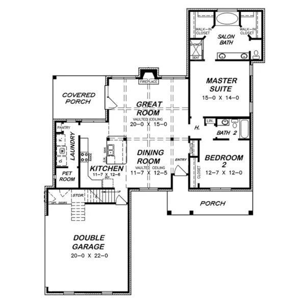 Traditional House Plan First Floor - Oak Way Traditional Home 060D-0236 - Shop House Plans and More