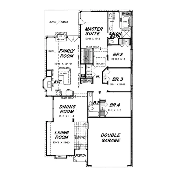 Ranch House Plan First Floor - Peter Field Ranch Home 060D-0237 - Shop House Plans and More