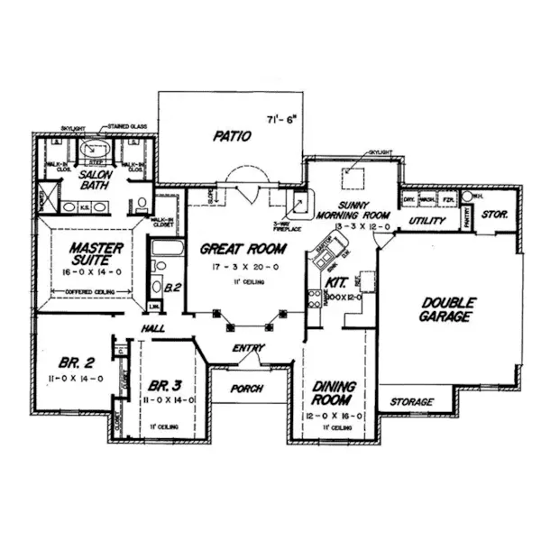 Ranch House Plan First Floor - 060D-0242 - Shop House Plans and More