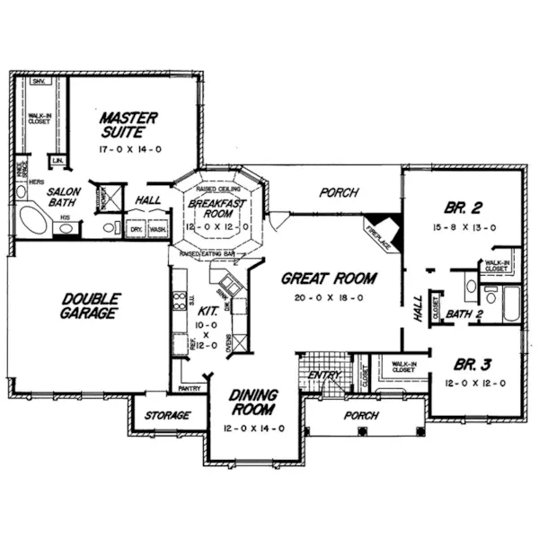 Ranch House Plan First Floor - Rodney Lake Ranch Home 060D-0243 - Shop House Plans and More