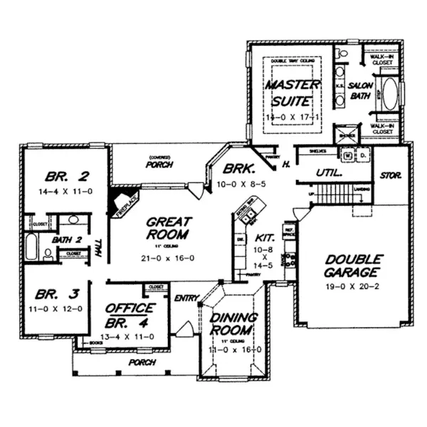 Ranch House Plan First Floor - O'Neal Ranch Home 060D-0245 - Shop House Plans and More