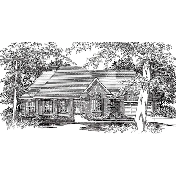 Ranch House Plan Front of Home - O'Neal Ranch Home 060D-0245 - Shop House Plans and More