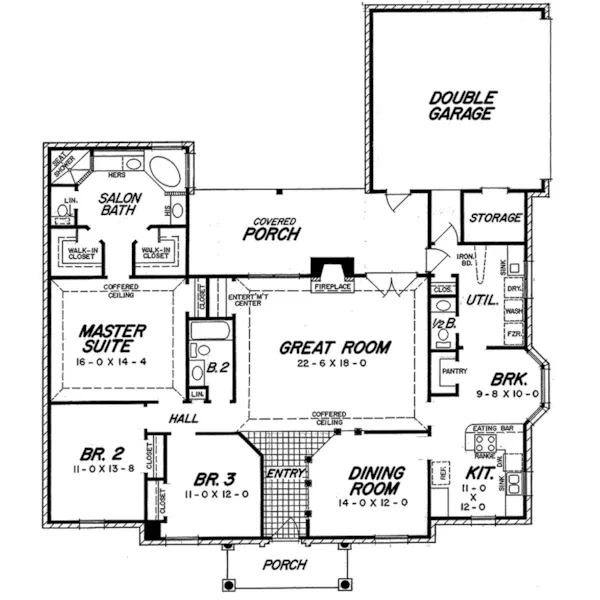 Traditional House Plan First Floor - Janice Park Southern Home 060D-0248 - Shop House Plans and More