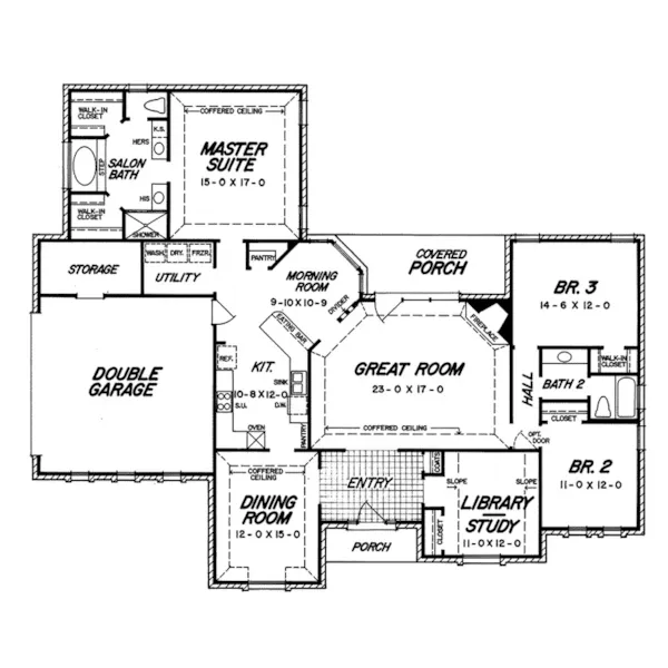 Rustic House Plan First Floor - Danielle Bay Ranch Home 060D-0257 - Shop House Plans and More