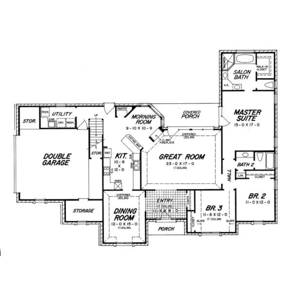 Traditional House Plan First Floor - Abbey Harbor Ranch Home 060D-0261 - Shop House Plans and More