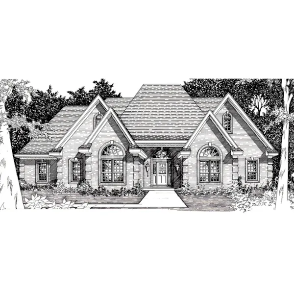 Traditional House Plan Front of Home - Abbey Harbor Ranch Home 060D-0261 - Shop House Plans and More