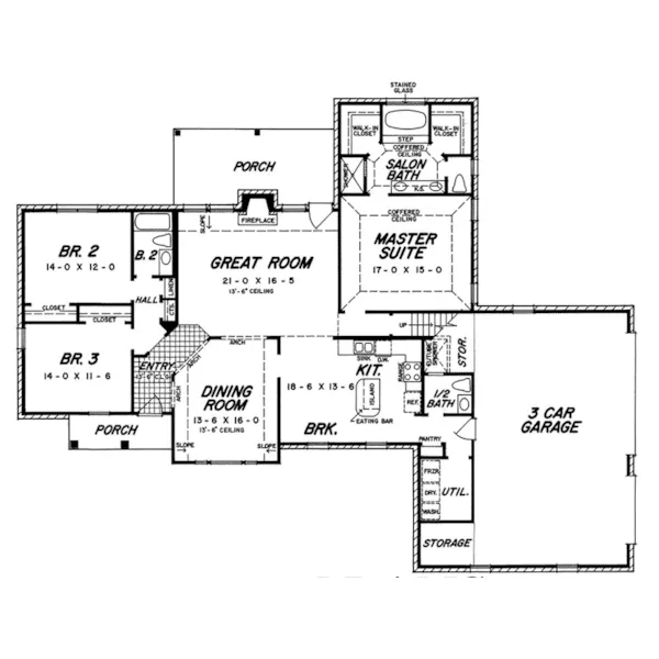 Ranch House Plan First Floor - Baxley Ranch Home 060D-0263 - Shop House Plans and More