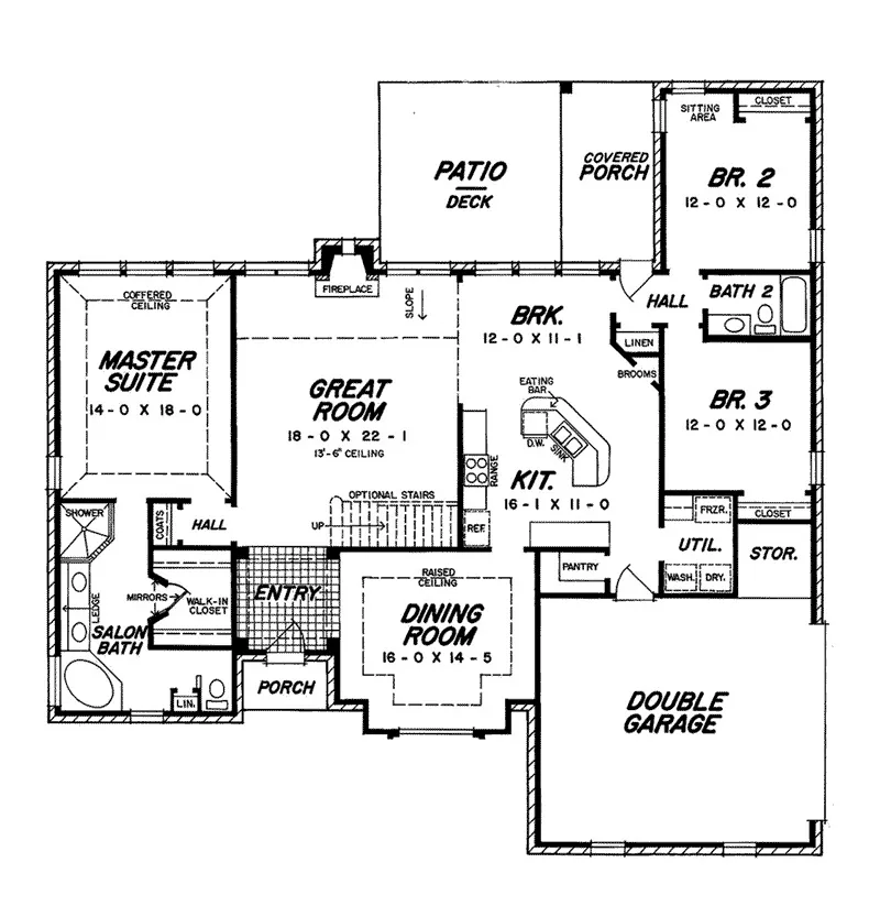 Ranch House Plan First Floor - 060D-0272 - Shop House Plans and More