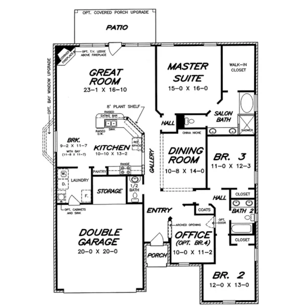 Ranch House Plan First Floor - Paton Lane Ranch Home 060D-0274 - Shop House Plans and More