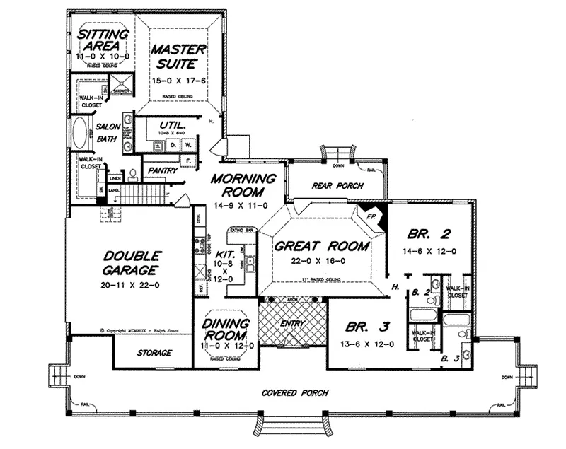 Southern Plantation House Plan First Floor - 060D-0279 - Shop House Plans and More