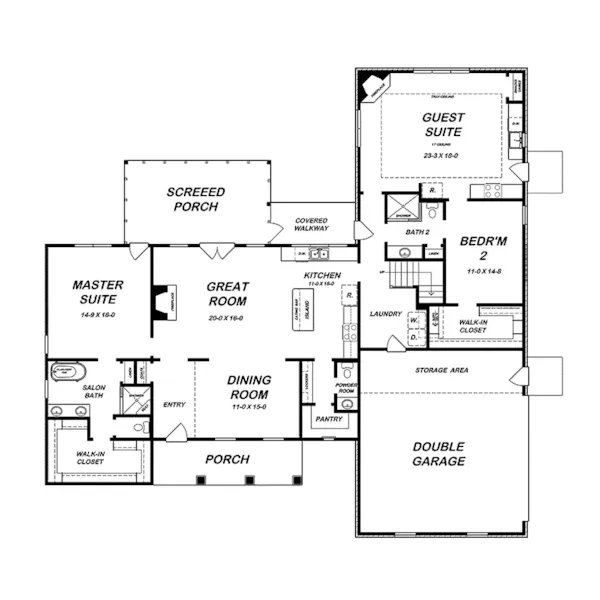 European House Plan First Floor - Sugarbrook Country Home 060D-0282 - Shop House Plans and More