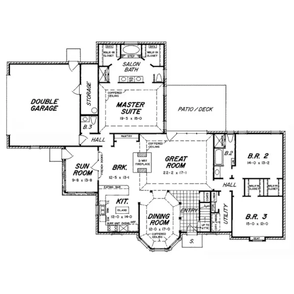 Ranch House Plan First Floor - 060D-0292 - Shop House Plans and More