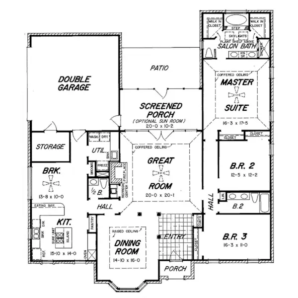 Ranch House Plan First Floor - Rodgers Hill Ranch Home 060D-0293 - Shop House Plans and More