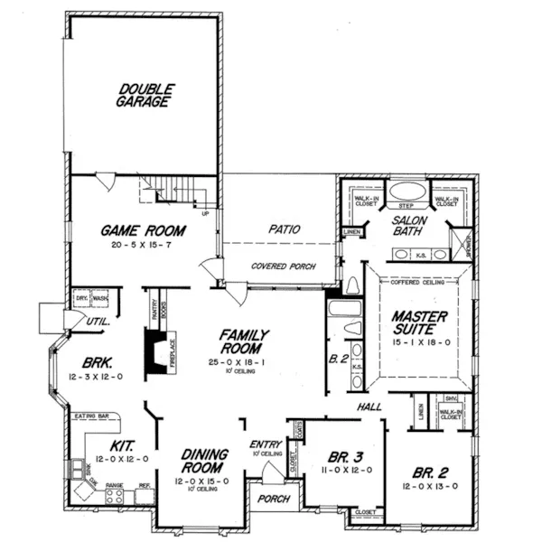 Ranch House Plan First Floor - Howard Lane Ranch Home 060D-0295 - Shop House Plans and More