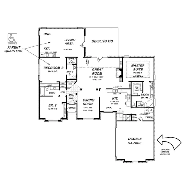 Ranch House Plan First Floor - Hollister European Ranch Home 060D-0296 - Shop House Plans and More