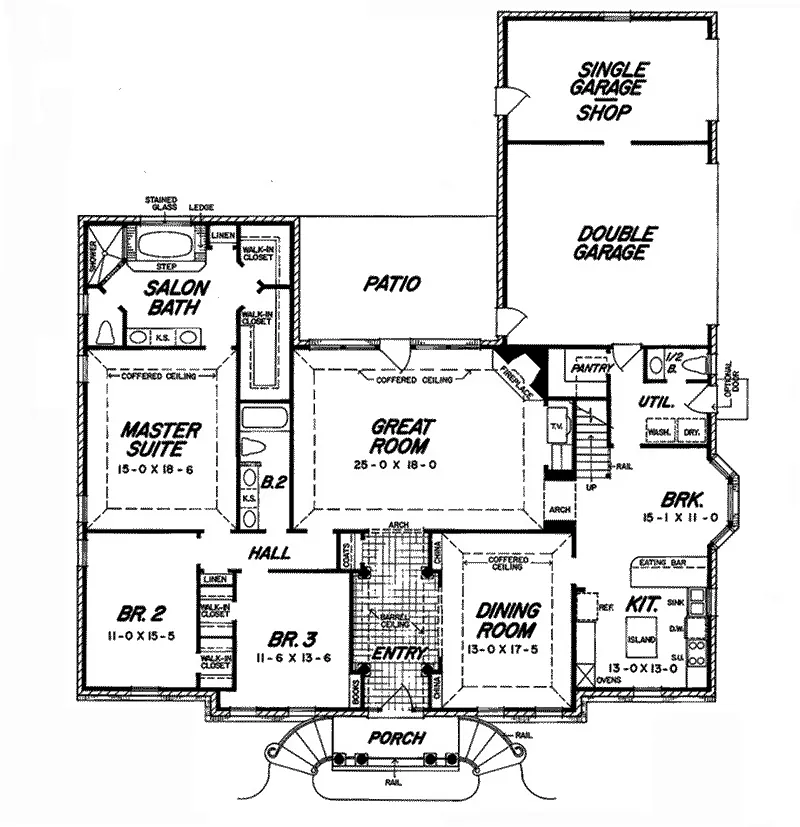 Southern Plantation House Plan First Floor - 060D-0302 - Shop House Plans and More