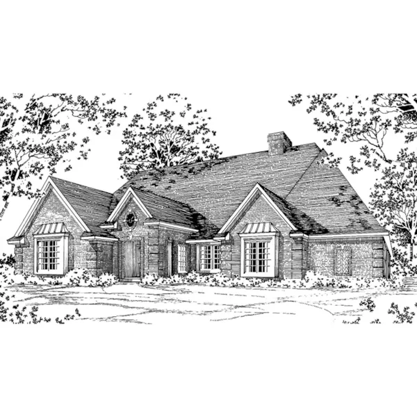 Ranch House Plan Front of Home - Burgundy Hill Ranch Home 060D-0307 - Shop House Plans and More