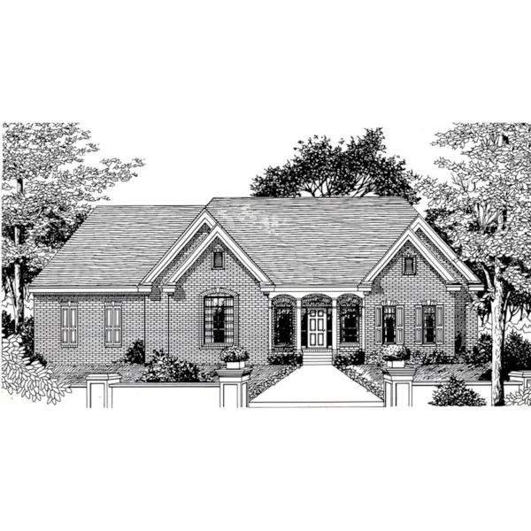 Ranch House Plan Front of Home - East Lake Ranch Home 060D-0310 - Shop House Plans and More