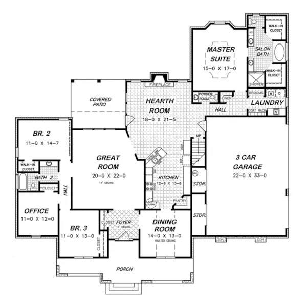 Ranch House Plan First Floor - Davan Ranch Home 060D-0311 - Shop House Plans and More