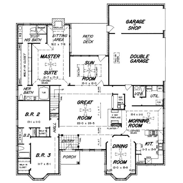 Traditional House Plan First Floor - Gadwell Ranch Home 060D-0316 - Shop House Plans and More